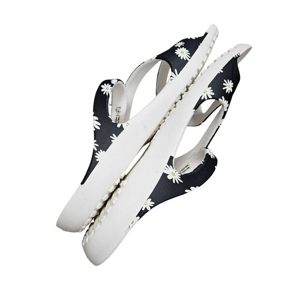 Crocs Womens‎ Daisy Print Black/White Slides Size W10 - Picture 5 of 8
